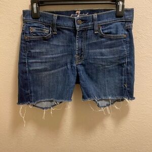7 For All Mankind Blue Denim Cutoff Shorts Size 27